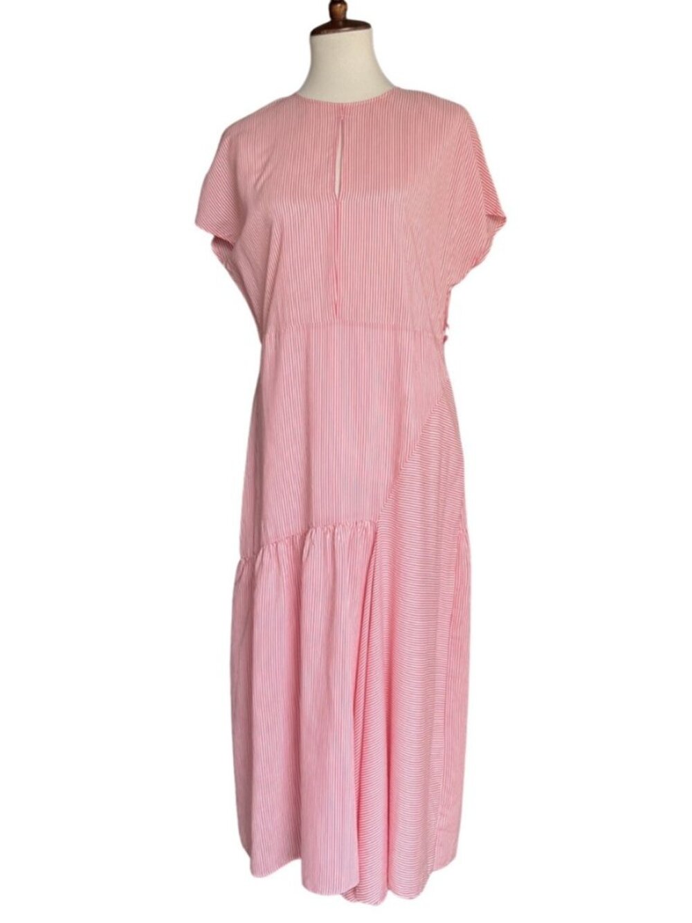 Nordstrom Signature Silk Blend Stripe Belted Dress Size 8 $279 - Picture 1 of 16